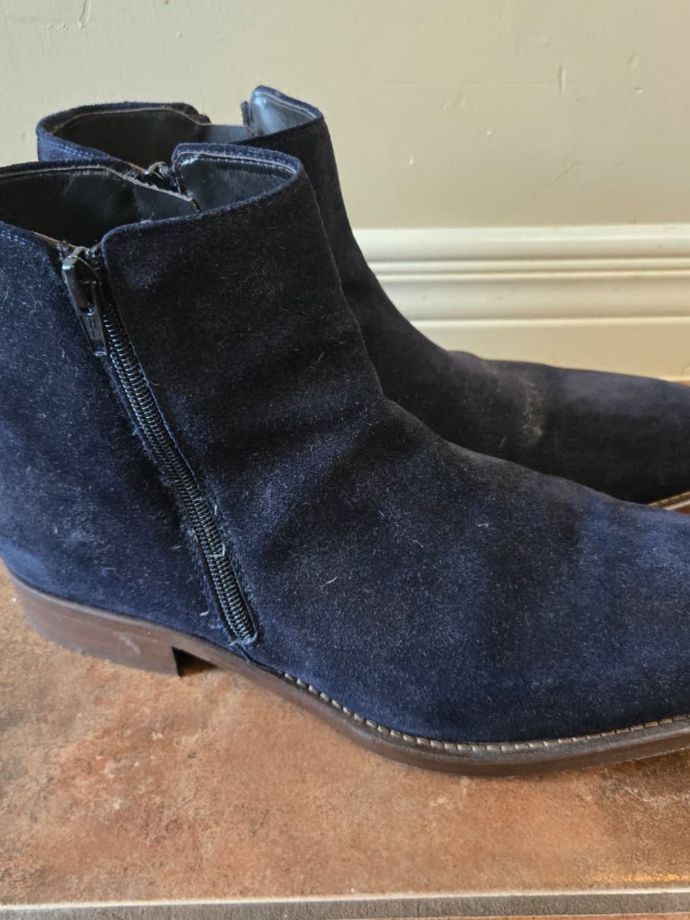 Johnston & Murphy Navy Suede Chukka Zip Boots